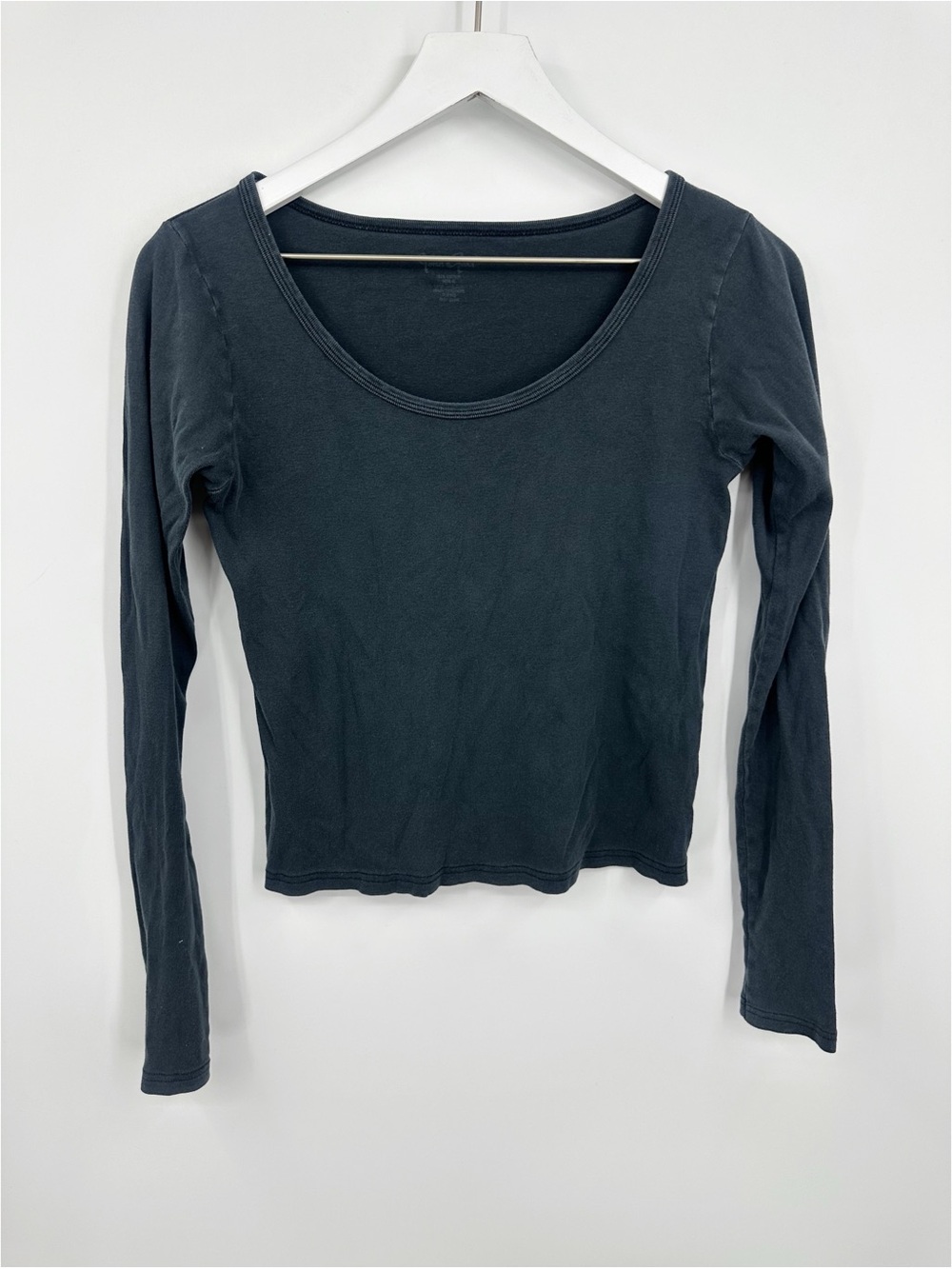 John Galt Brandy Melville Blue Long Sleeve Cropped Shirt One Size